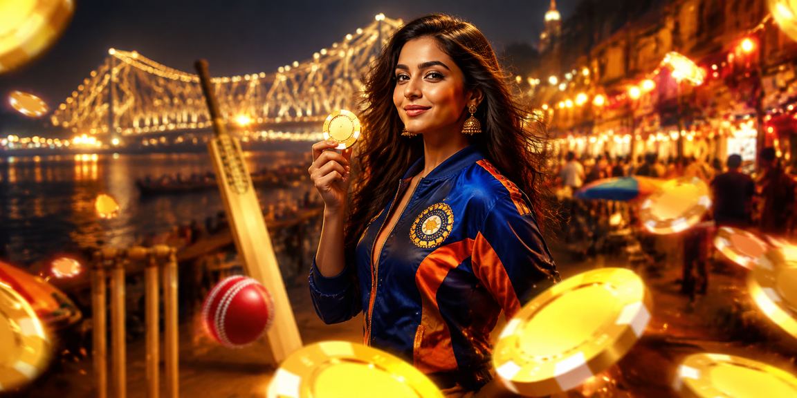 Night view of Kolkata Howrah Bridge and cricket betting activities
