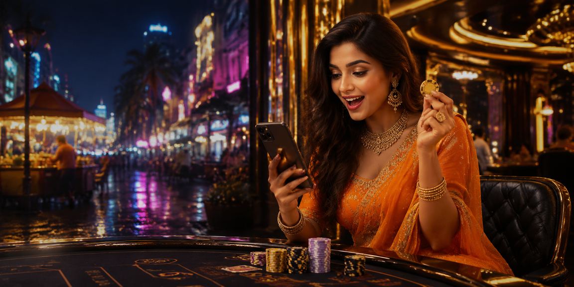 Mobile gaming Aviator scene in Mumbai night market with lively players